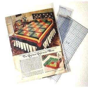 Vintage 1977 Woman's Day Magazine Excerpt Quickest Log Cabin Quilt Instructions